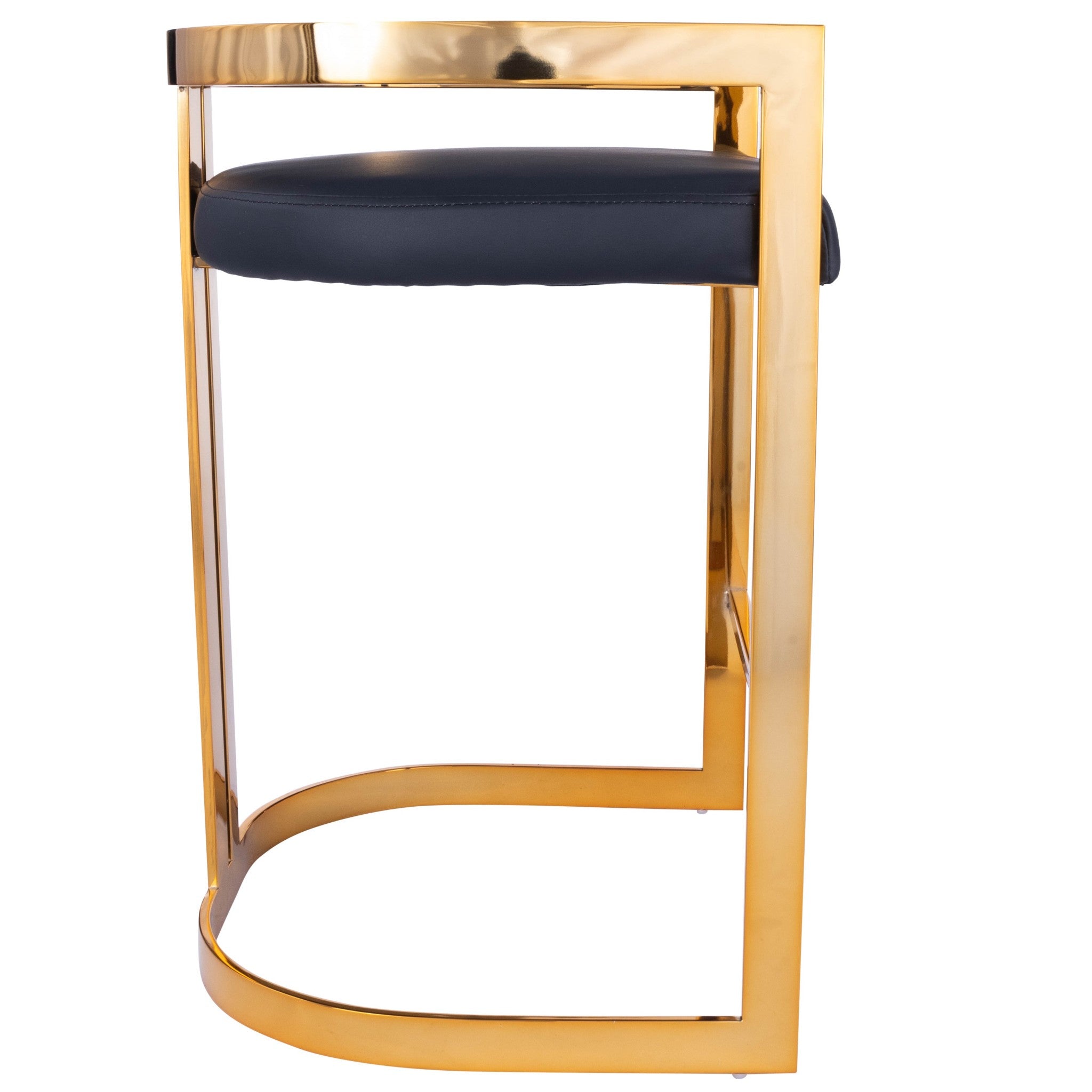 Gold And Black Faux Leather Counter Stool