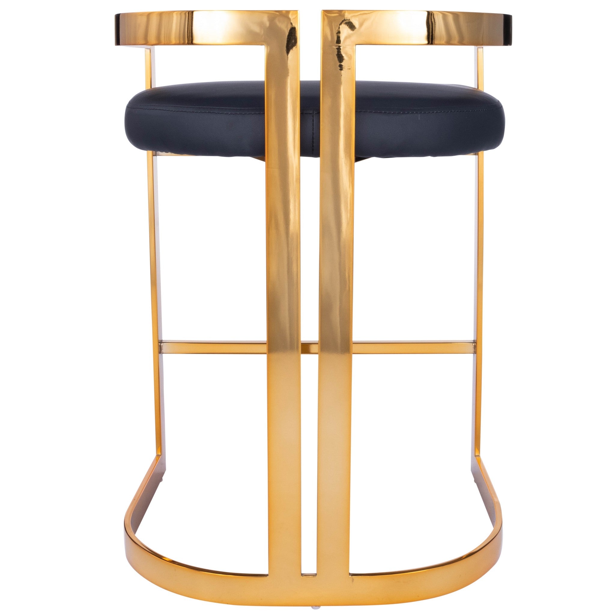 Gold And Black Faux Leather Counter Stool