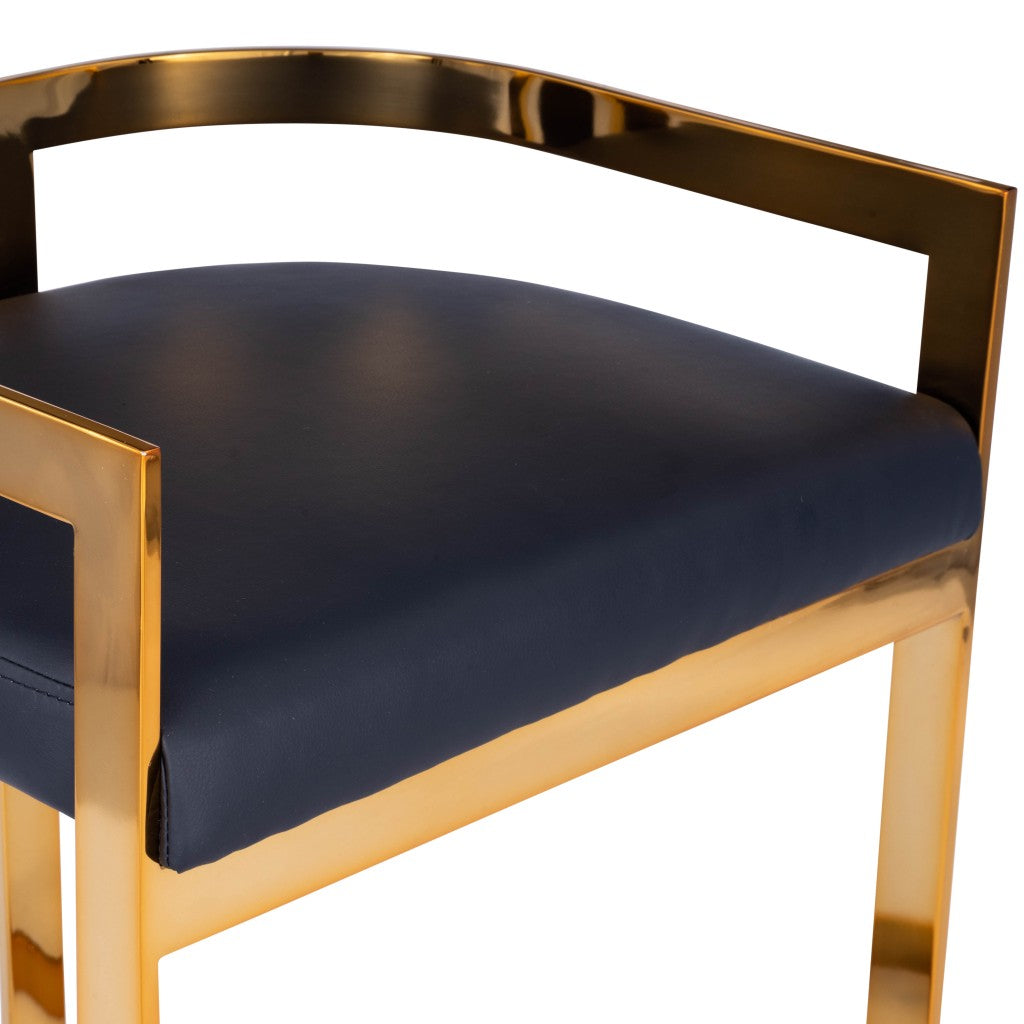 Gold And Black Faux Leather Counter Stool
