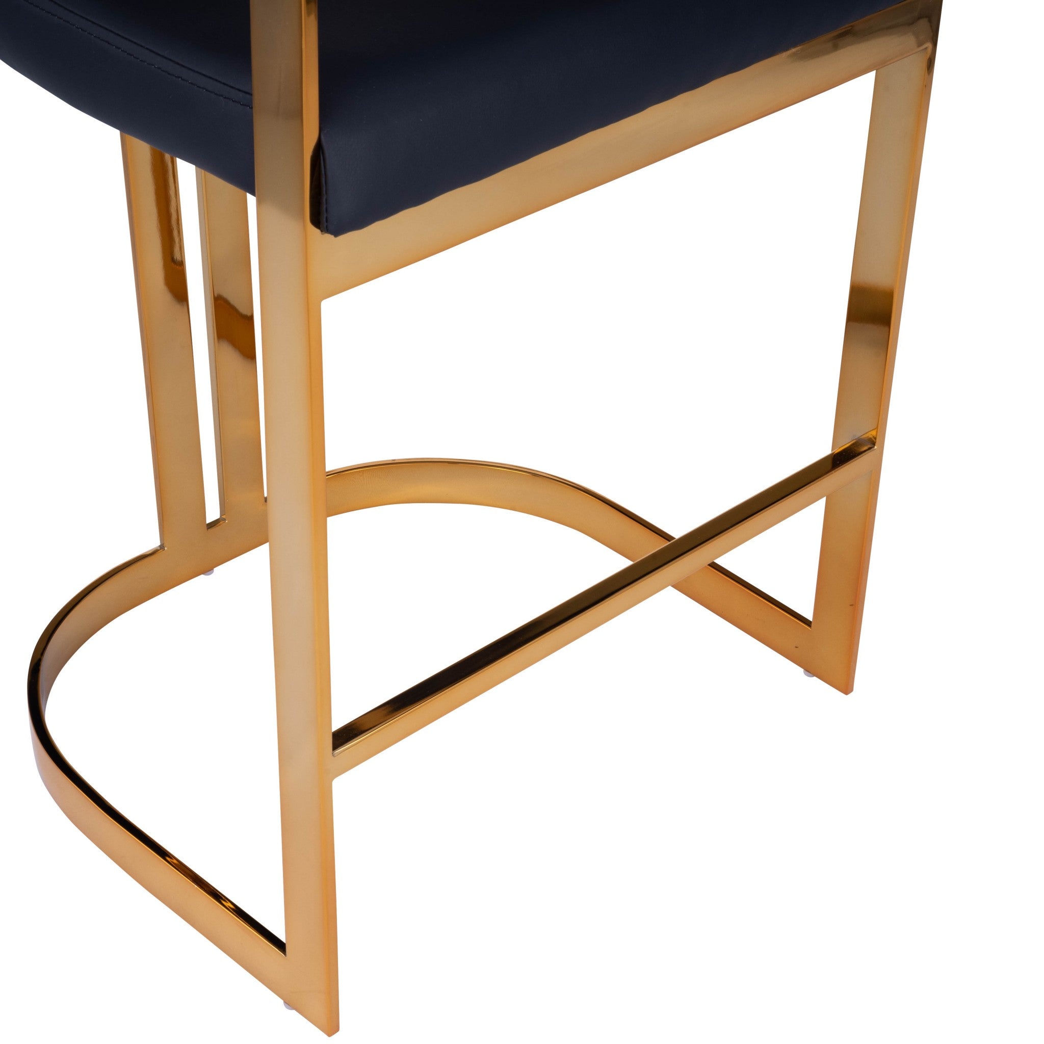 Gold And Black Faux Leather Counter Stool