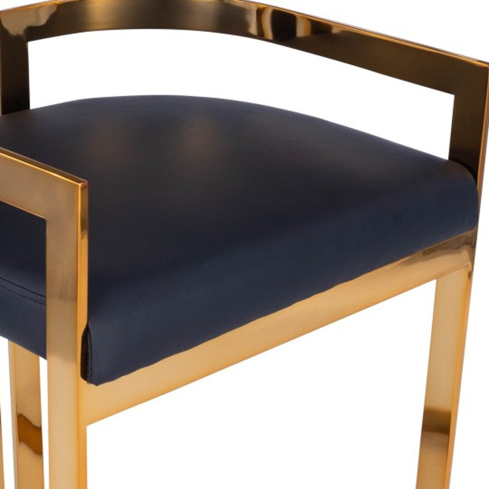 Gold And Black Faux Leather Counter Stool