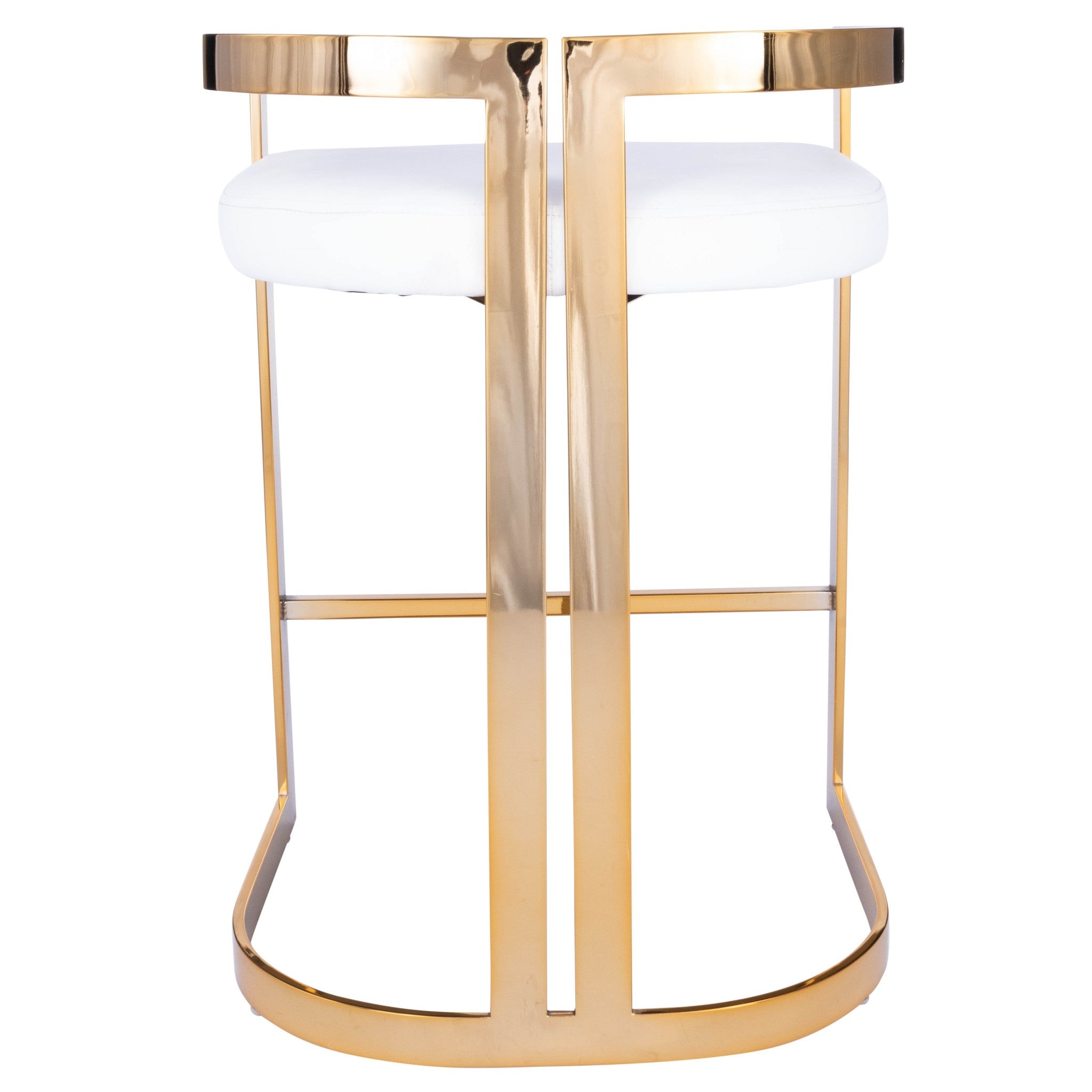 Gold And White Faux Leather Counter Stool