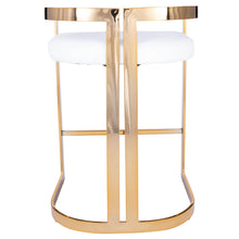 Gold And White Faux Leather Counter Stool