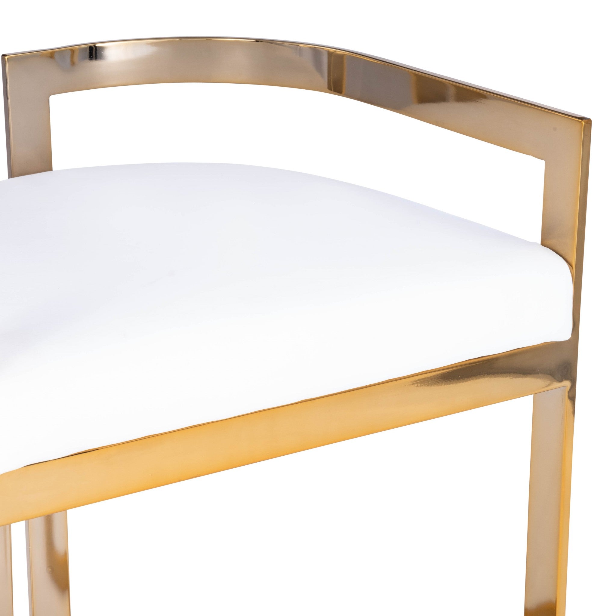 Gold And White Faux Leather Counter Stool