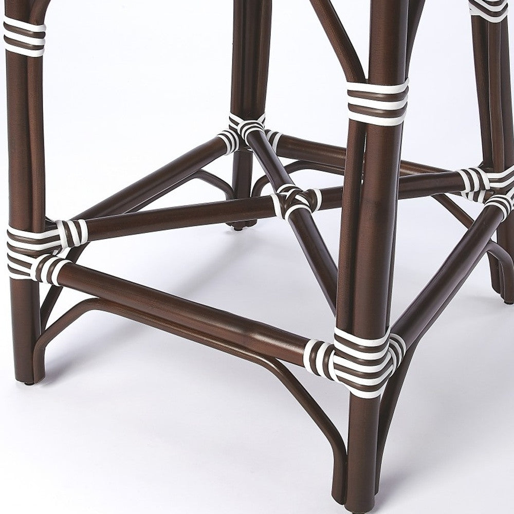 White And Chocolate Rattan Counter Stool