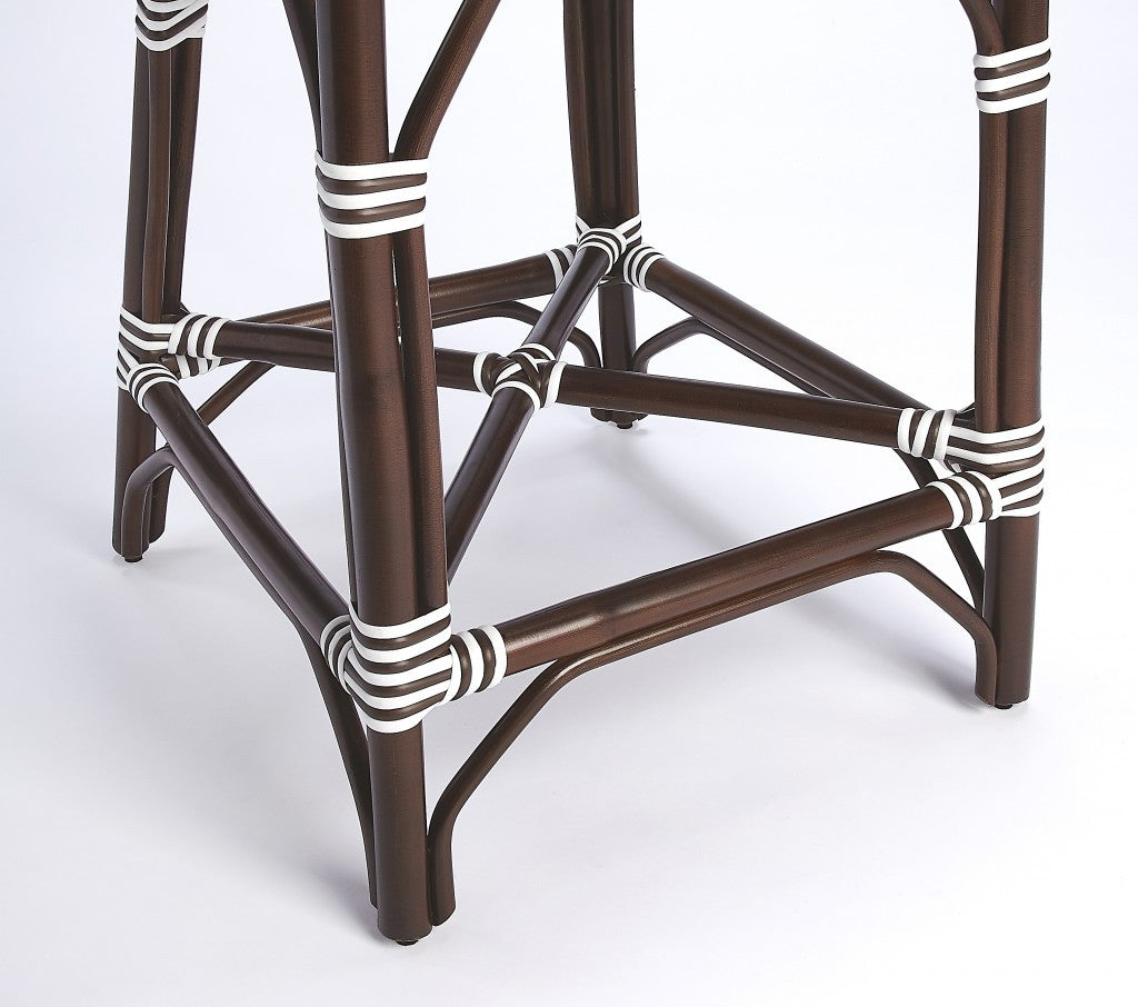 White And Chocolate Rattan Counter Stool