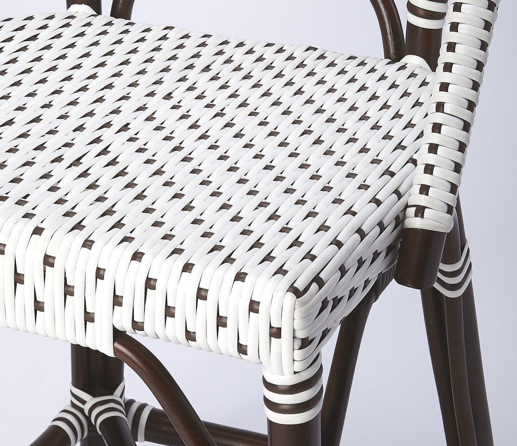 White And Chocolate Rattan Counter Stool