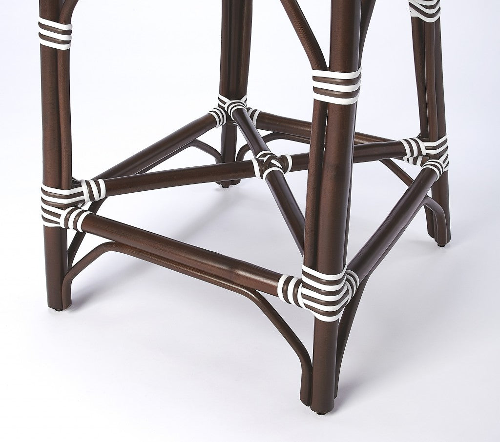 White And Chocolate Rattan Counter Stool