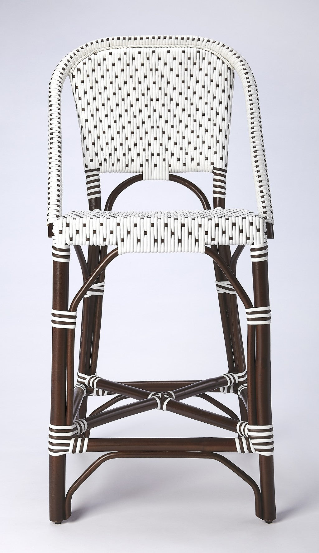 White And Chocolate Rattan Counter Stool