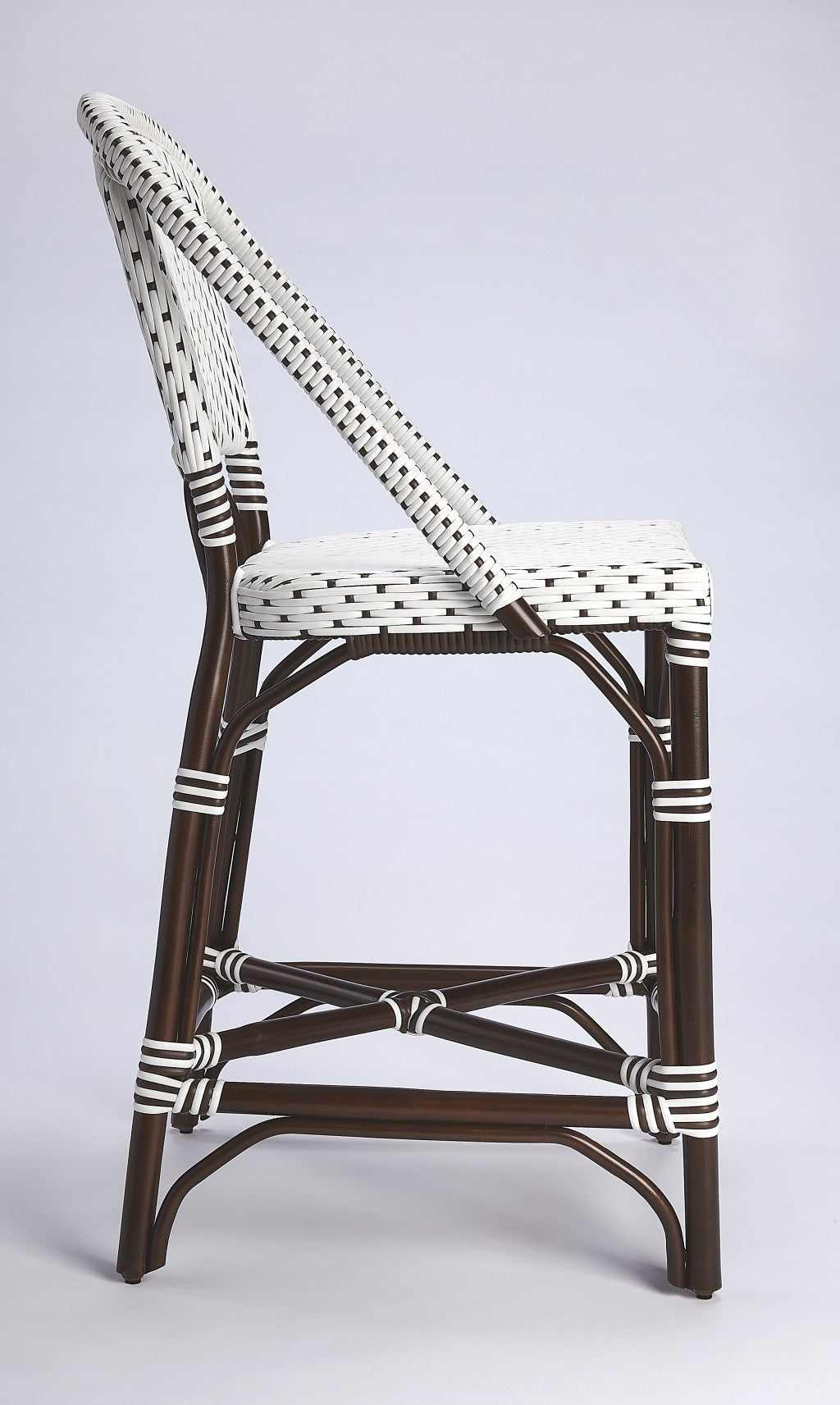 White And Chocolate Rattan Counter Stool