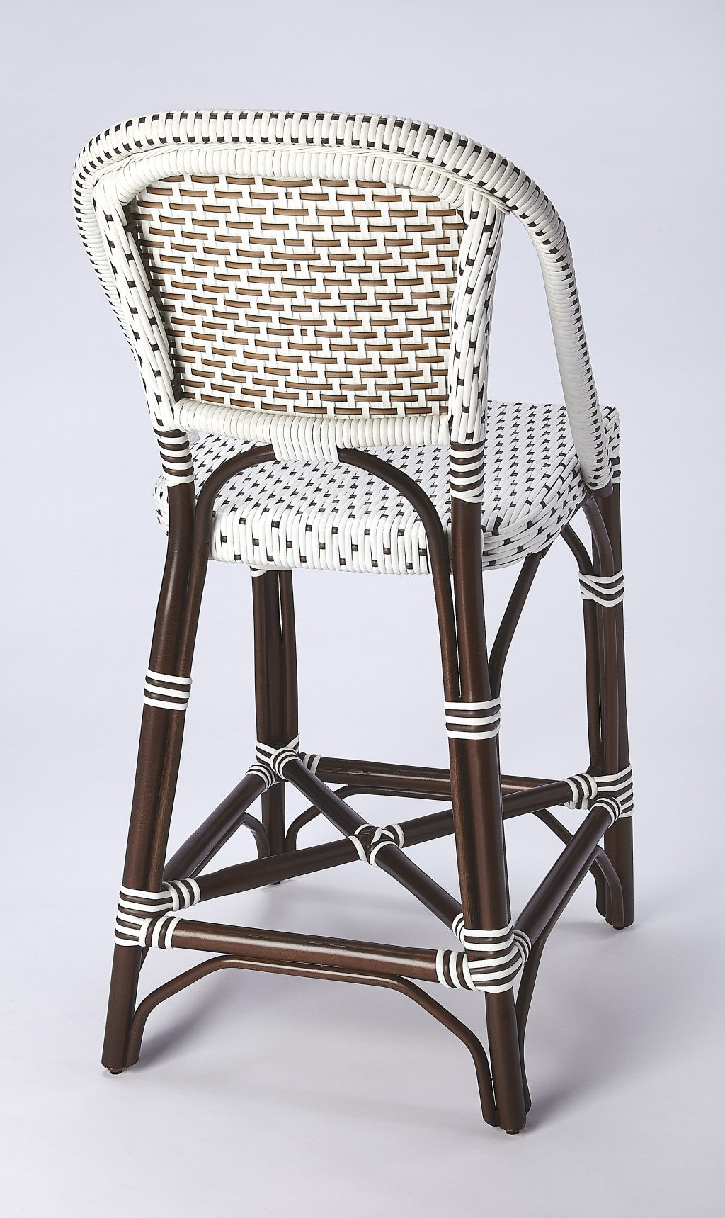 White And Chocolate Rattan Counter Stool