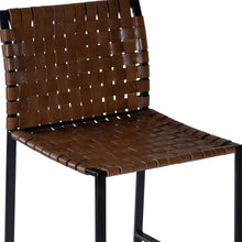Brown Woven Leather Bar Stool