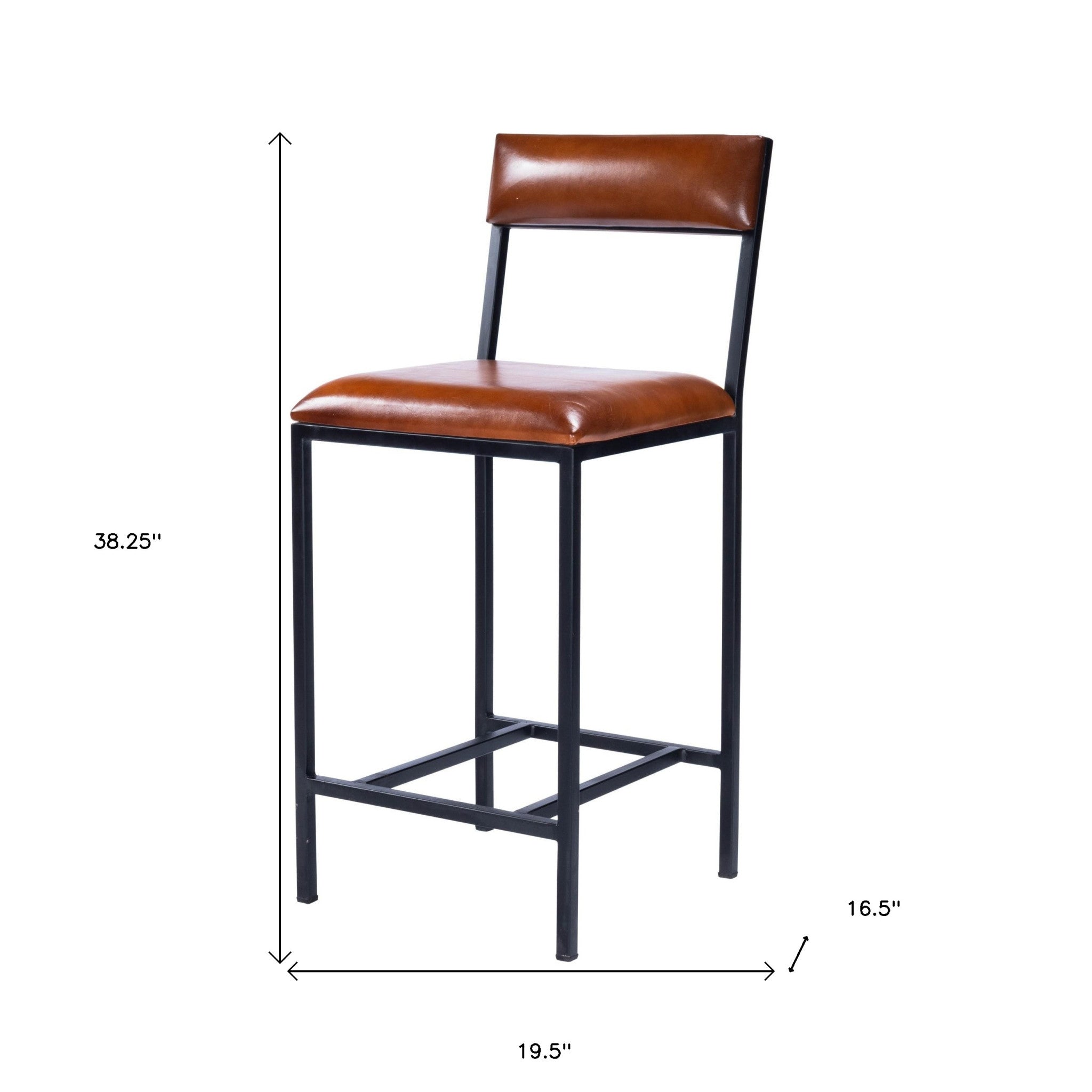 Classic Leather And Metal Counter Stool