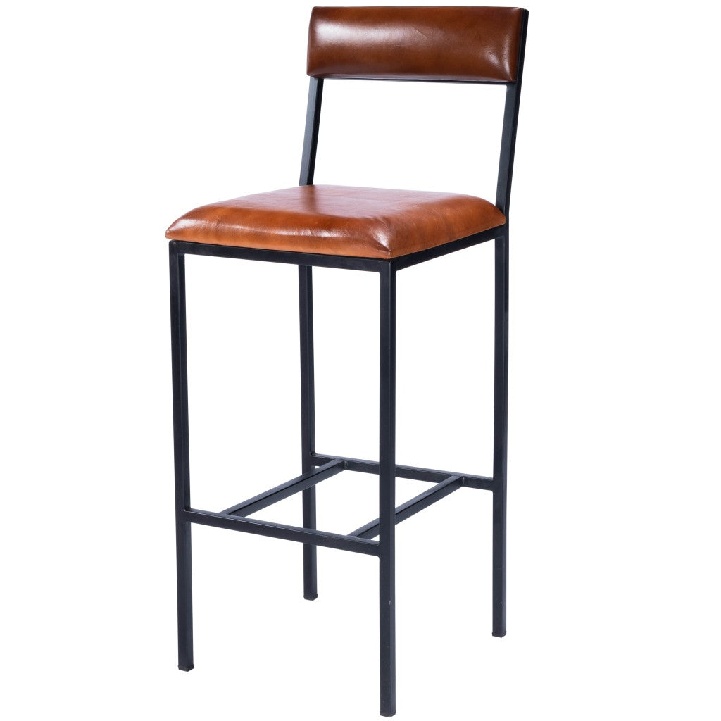 Classic Leather And Metal Bar Stool