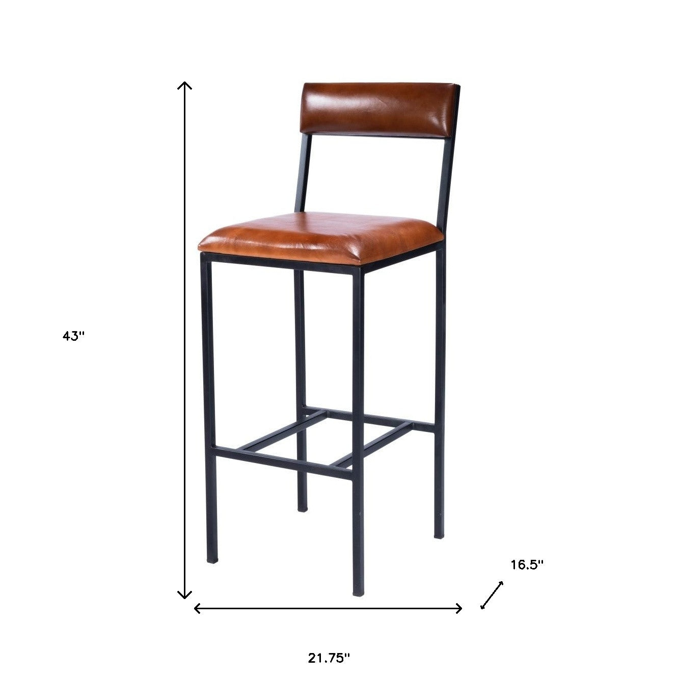 Classic Leather And Metal Bar Stool