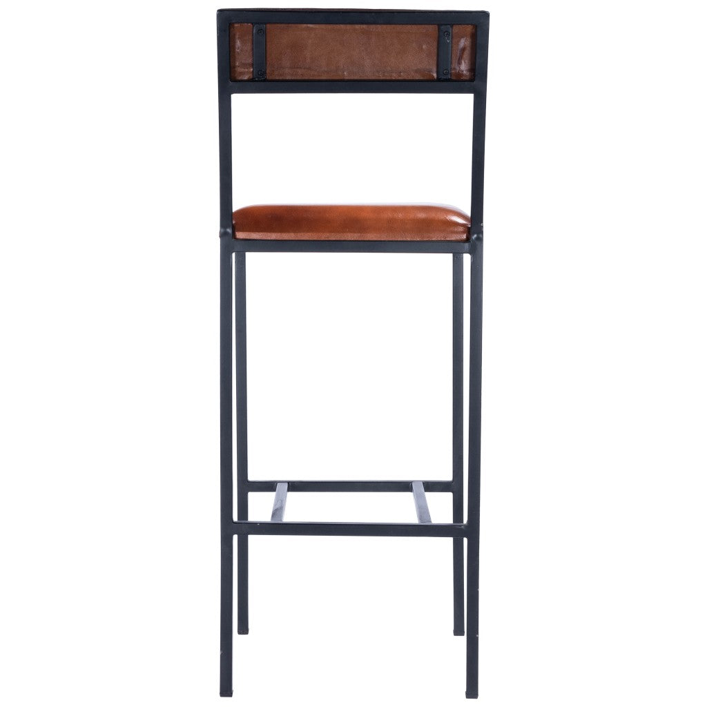 Classic Leather And Metal Bar Stool