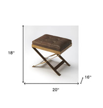 中號棕色簇絨皮革凳子