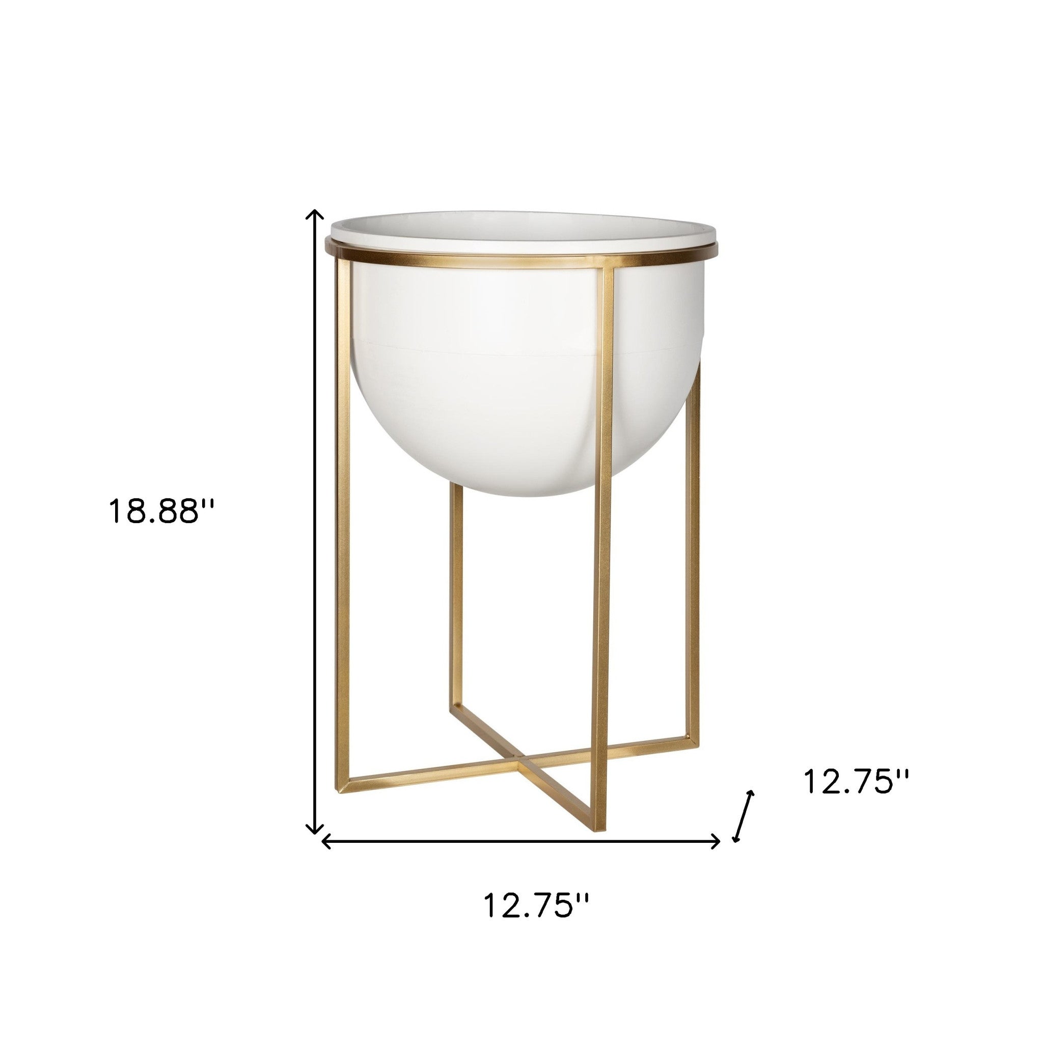 Set Of Two White And Gold Metal Planters