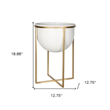 Set Of Two White And Gold Metal Planters