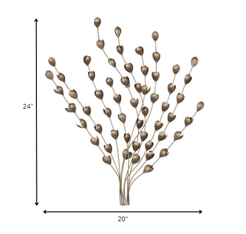 Gold Metal Leaf Bunch Wall Decor