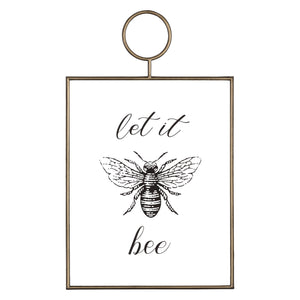 Gold Metal Framed Let It Bee Wall Art