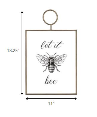 Gold Metal Framed Let It Bee Wall Art