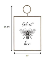 Gold Metal Framed Let It Bee Wall Art