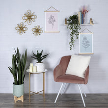 Blue Floral Print Scroll Wall Art