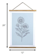 Blue Floral Print Scroll Wall Art
