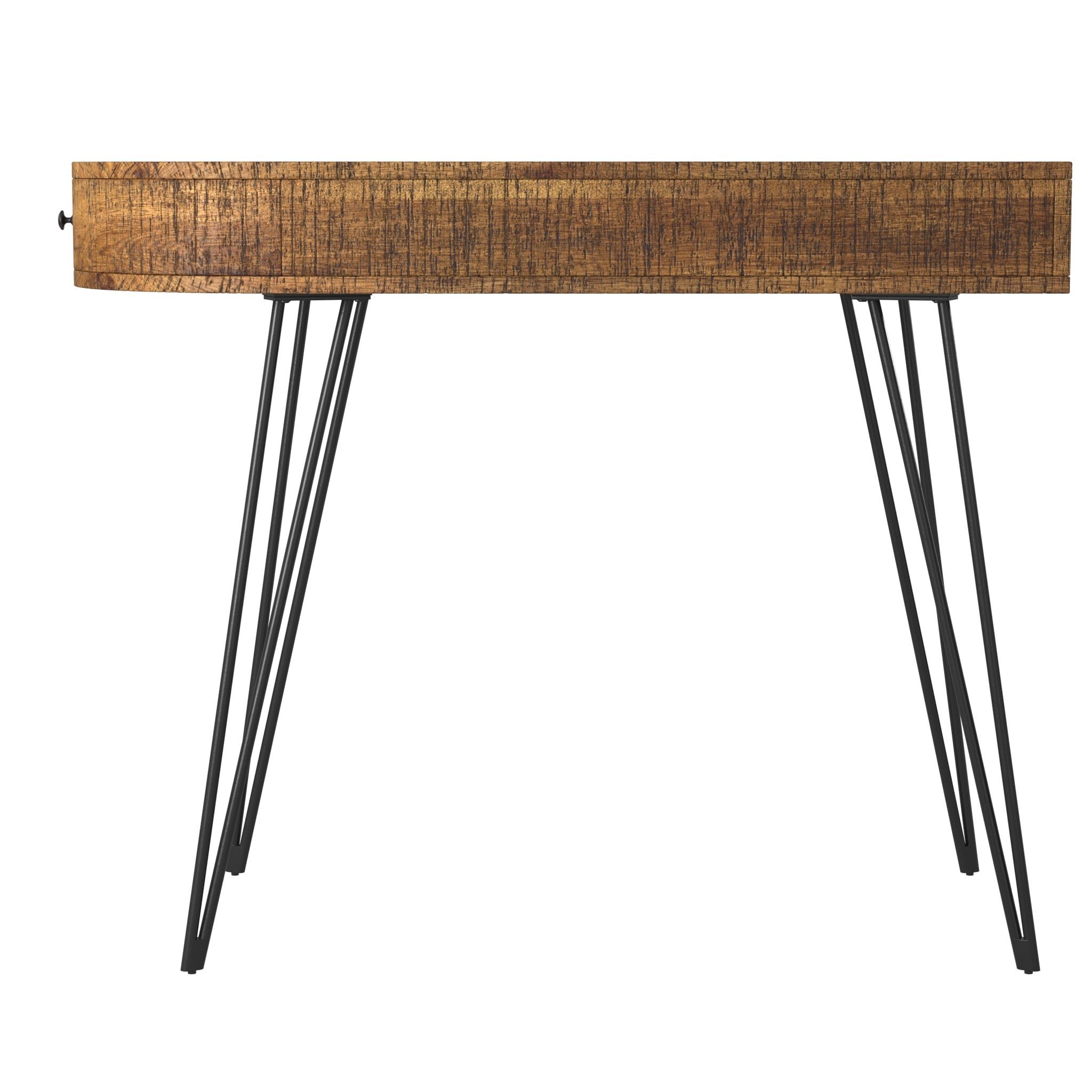 38" Brown And Black Mango Wood Half Circle Writing Desk