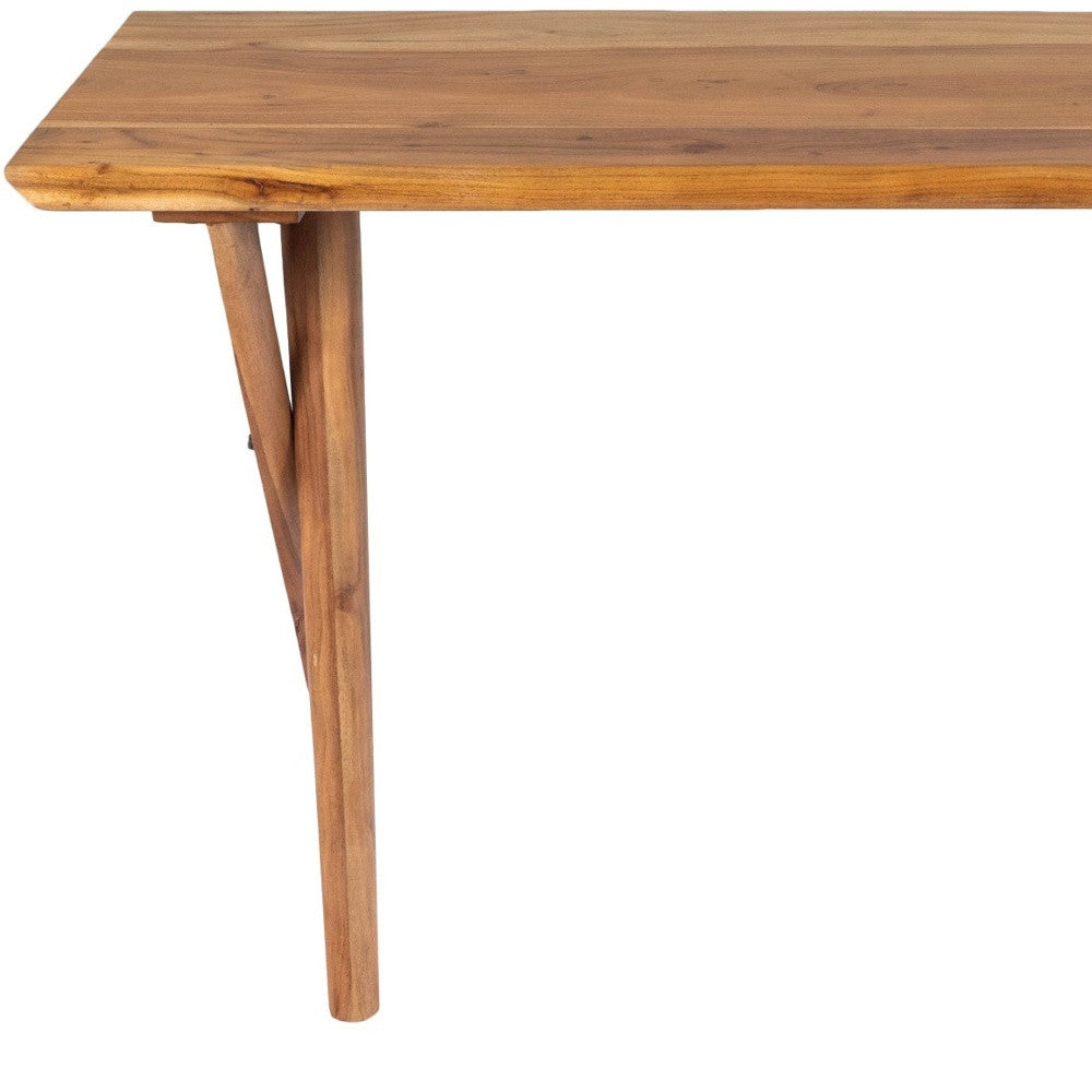 54" Brown Acacia Wood Writing Desk