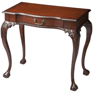 35" Dark Brown Rubberwood Solid Manufactured Wood Writing Desk