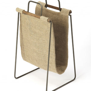 Hanging Burlap And Iron Magazine Rack