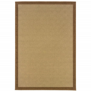 5’X8’ Beige And Brown Plain Indoor Outdoor Area Rug
