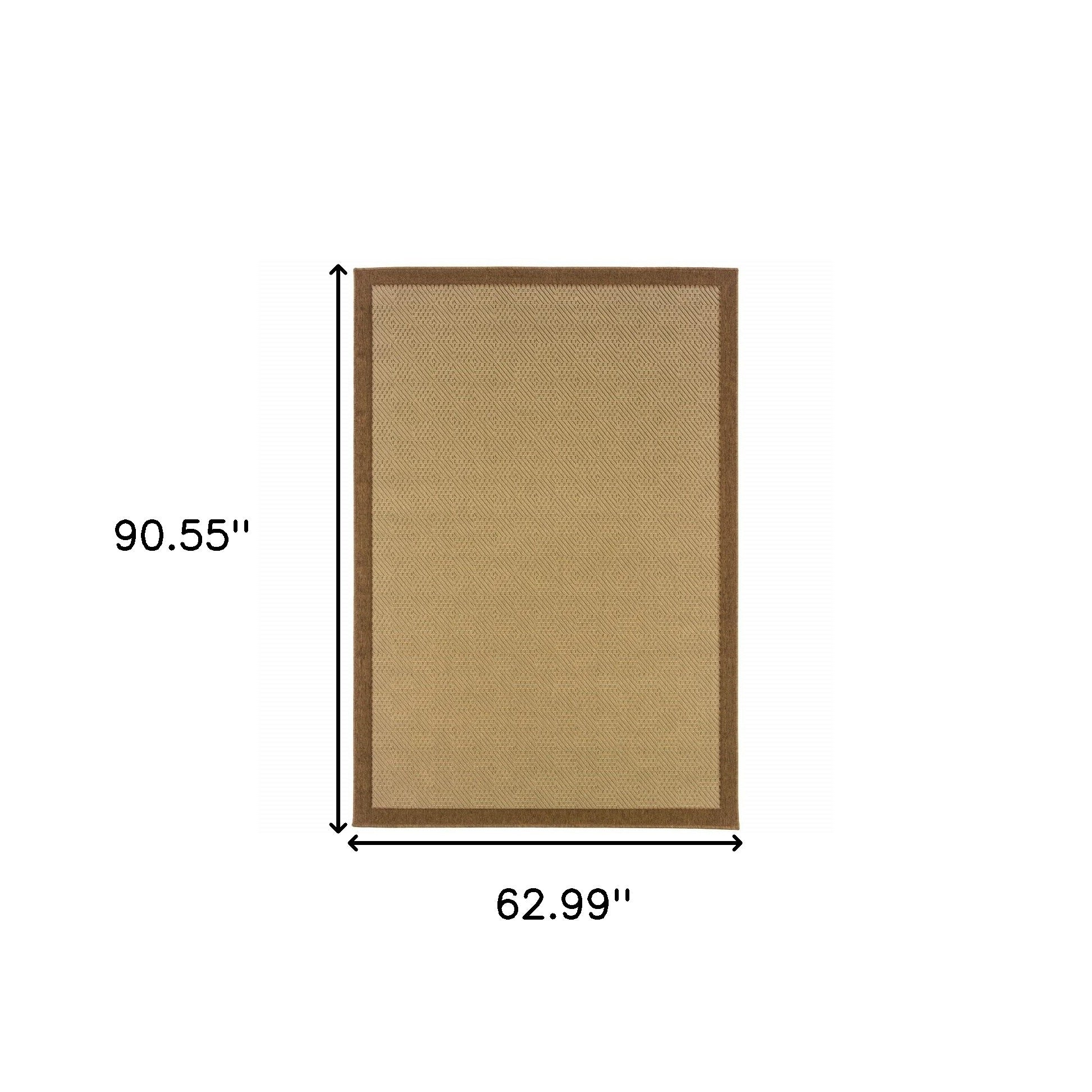 5’X8’ Beige And Brown Plain Indoor Outdoor Area Rug