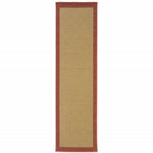 2’X8’ Beige And Red Plain Indoor Outdoor Runner Rug