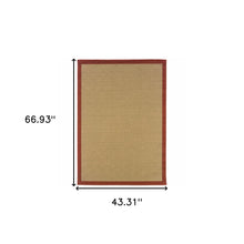 2’X8’ Beige And Red Plain Indoor Outdoor Runner Rug