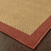 2’X8’ Beige And Red Plain Indoor Outdoor Runner Rug