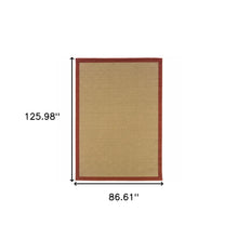 2’X8’ Beige And Red Plain Indoor Outdoor Runner Rug