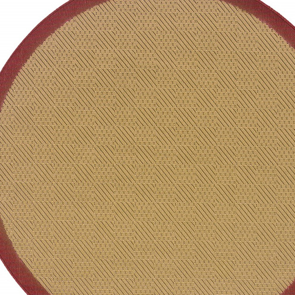 2’X8’ Beige And Red Plain Indoor Outdoor Runner Rug