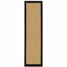 2’X8’ Beige And Black Plain Indoor Outdoor Runner Rug