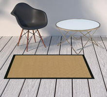 Beige And Black Plain Indoor Outdoor Runner Rug - 2’ x 8’