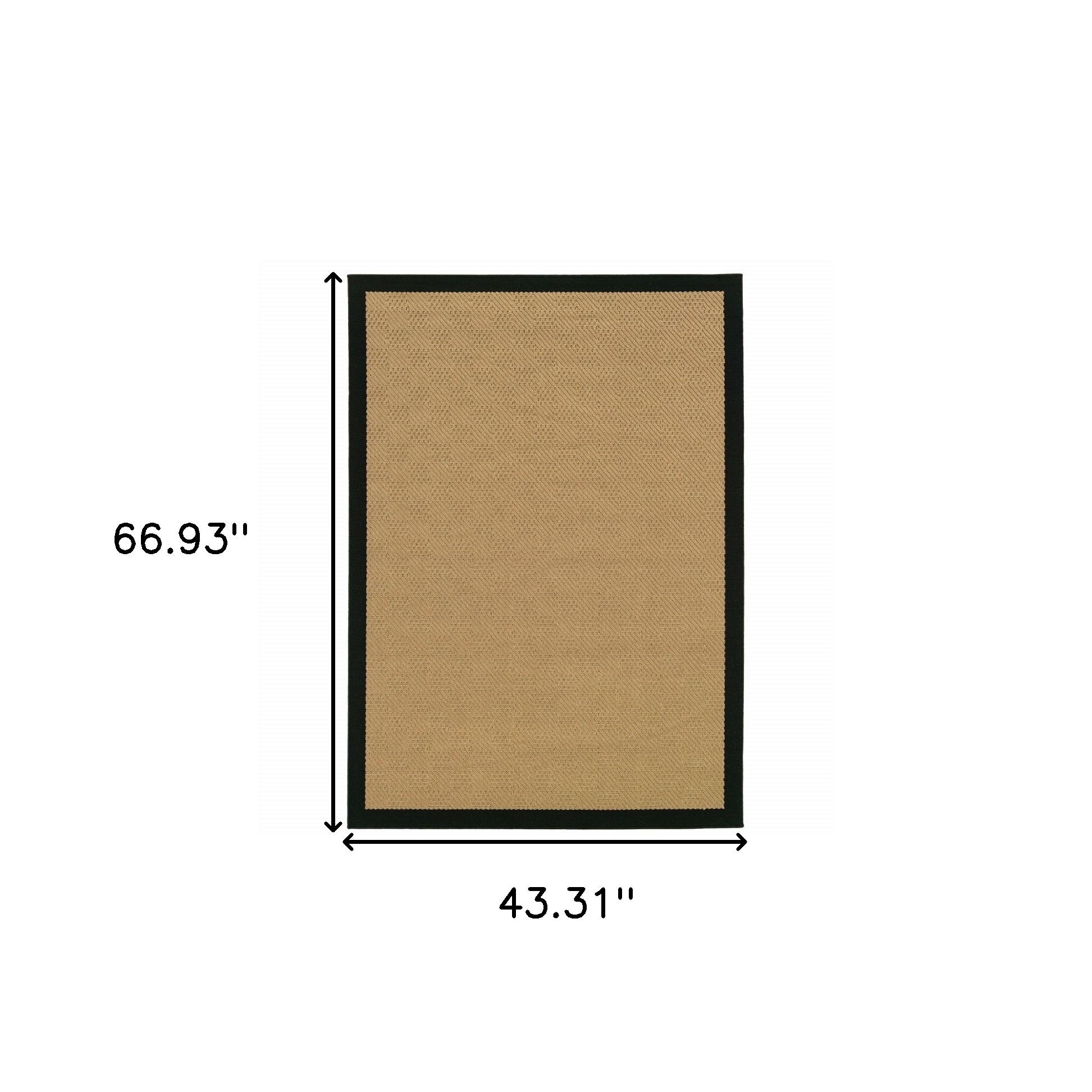 Beige And Black Plain Indoor Outdoor Runner Rug - 2’ x 8’