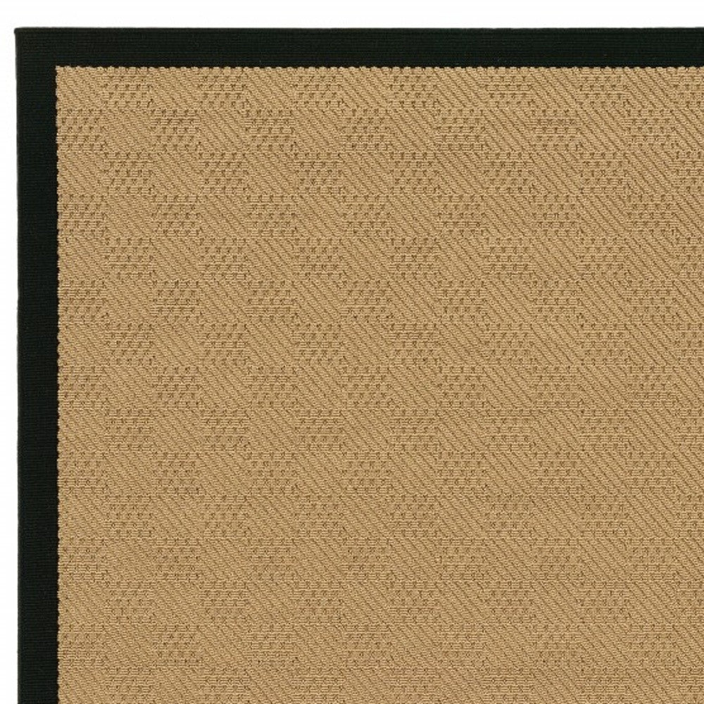 Beige And Black Plain Indoor Outdoor Runner Rug - 2’ x 8’