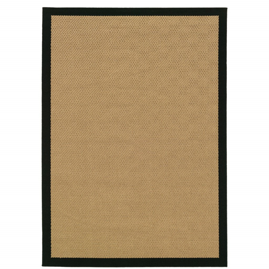 Beige And Black Plain Indoor Outdoor Runner Rug - 2’ x 8’