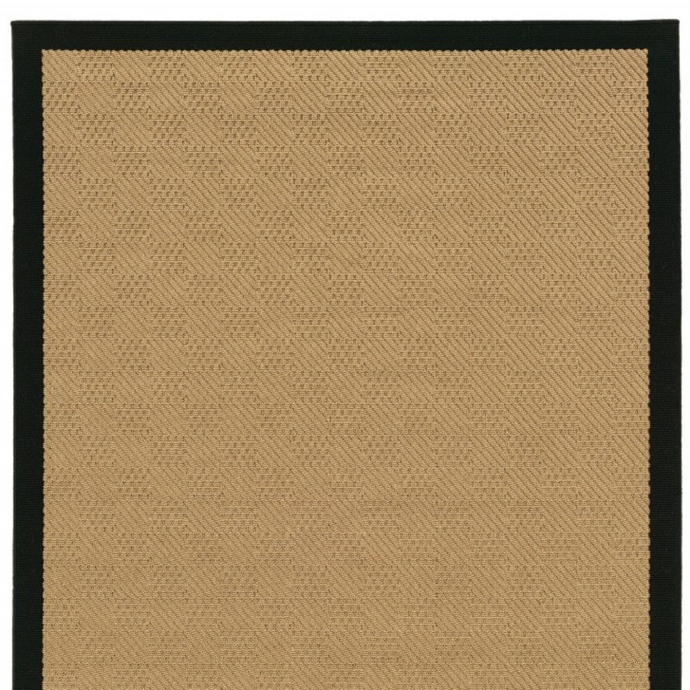 Beige And Black Plain Indoor Outdoor Runner Rug - 2’ x 8’