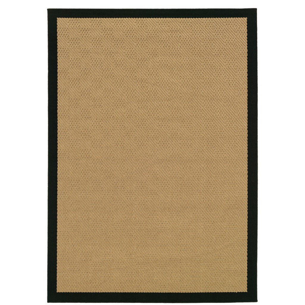Beige And Black Plain Indoor Outdoor Runner Rug - 2’ x 8’
