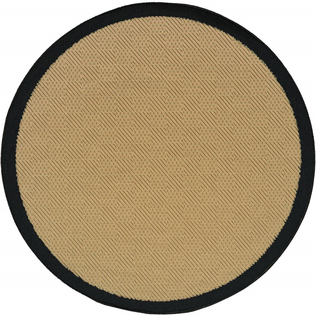 Beige And Black Plain Indoor Outdoor Runner Rug - 2’ x 8’