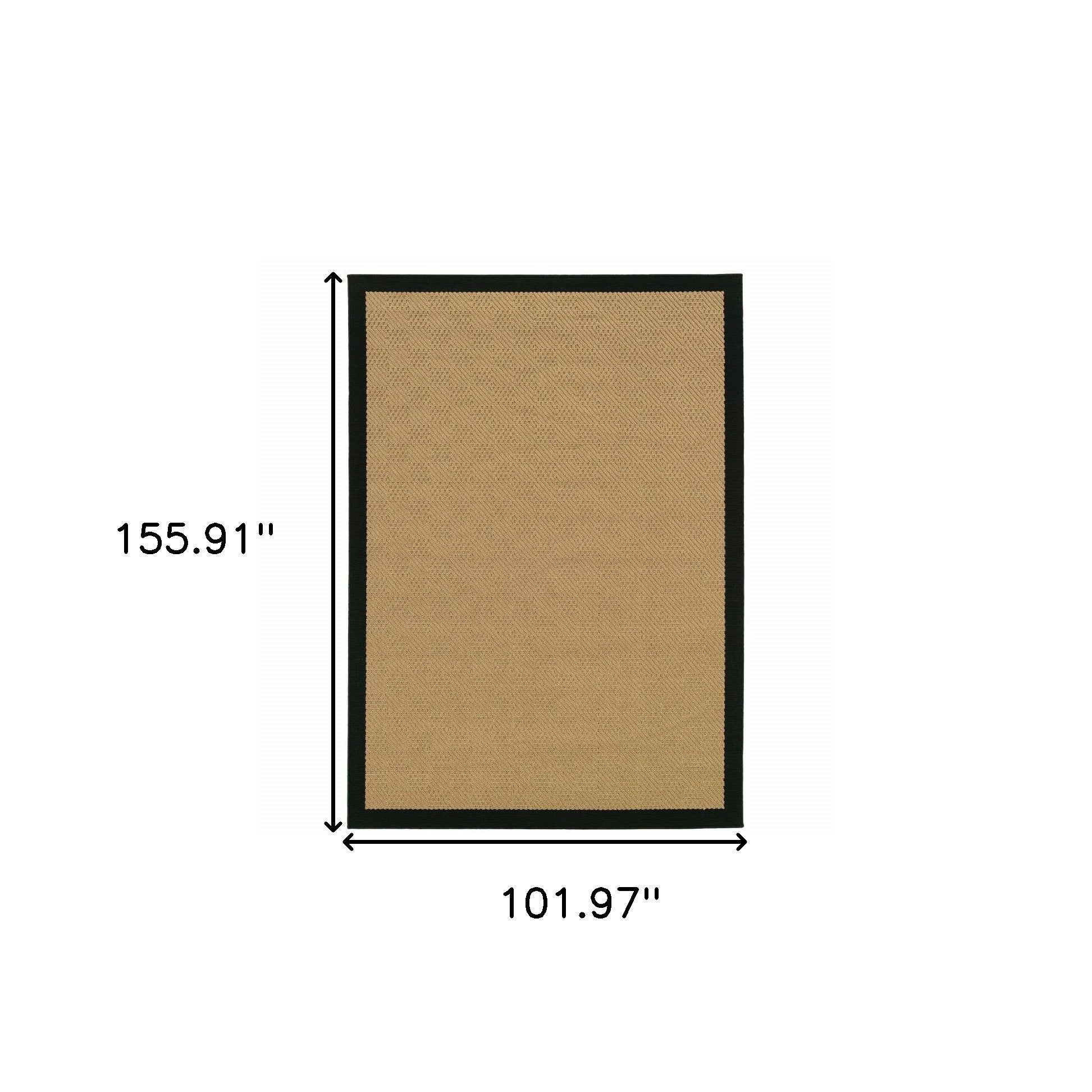 Beige And Black Plain Indoor Outdoor Runner Rug - 2’ x 8’