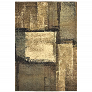 Brown And Beige Distressed Blocks Area Rug - 3’ x 5’